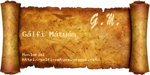 Gálfi Mátyás névjegykártya